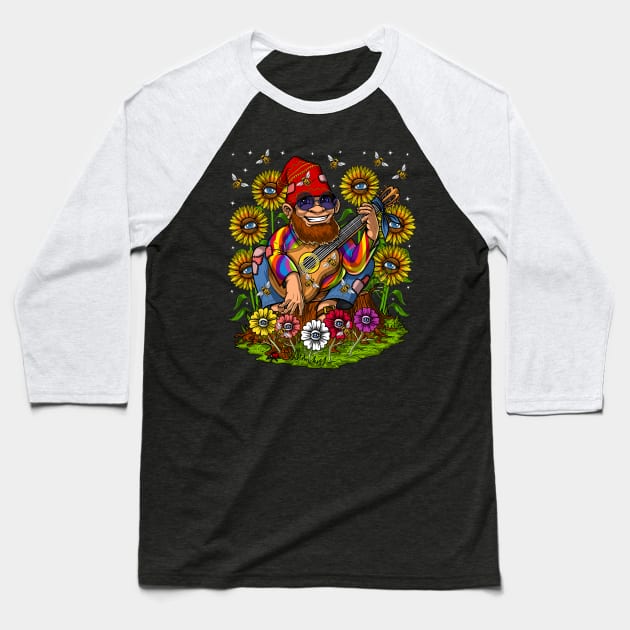 Gnome Sunflowers Baseball T-Shirt by underheaven